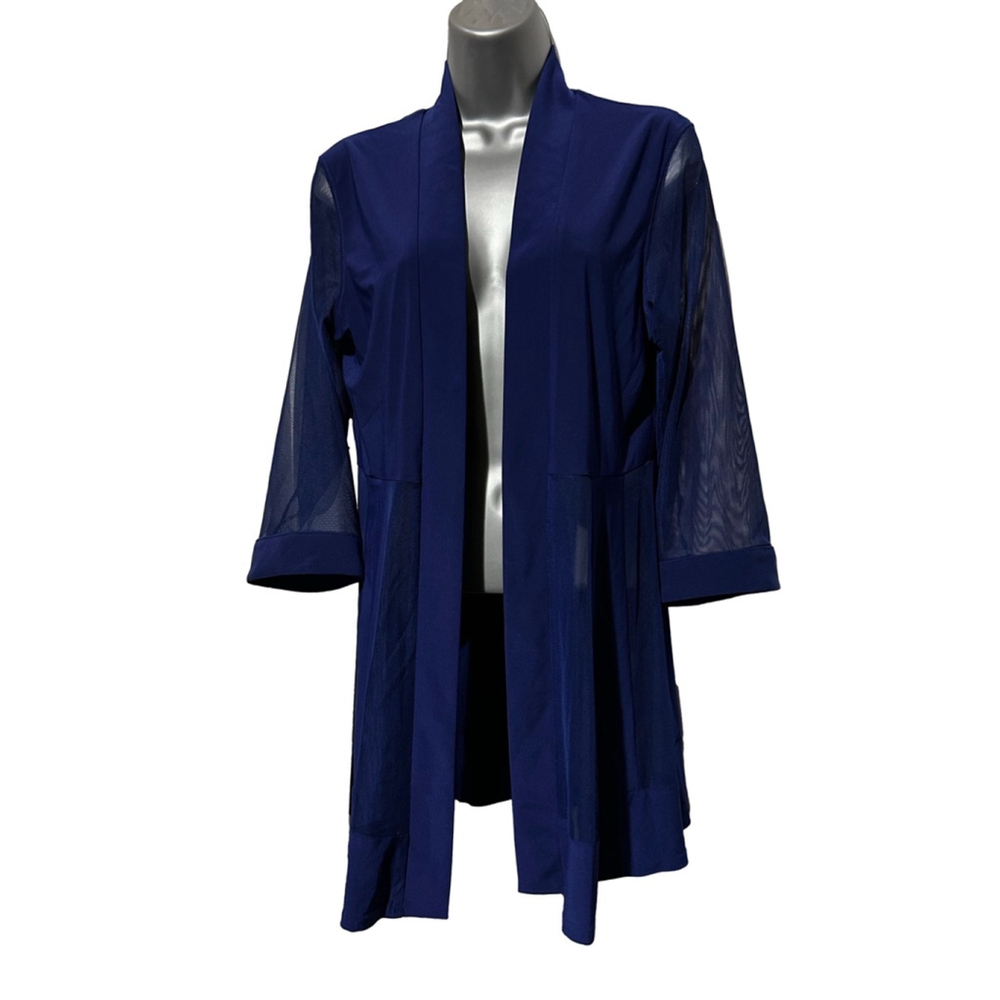 NWT Partially Sheer Dress Jacket Mid thigh length, 3/4 sleeve in Royal Blue PM - Picture 4 of 11